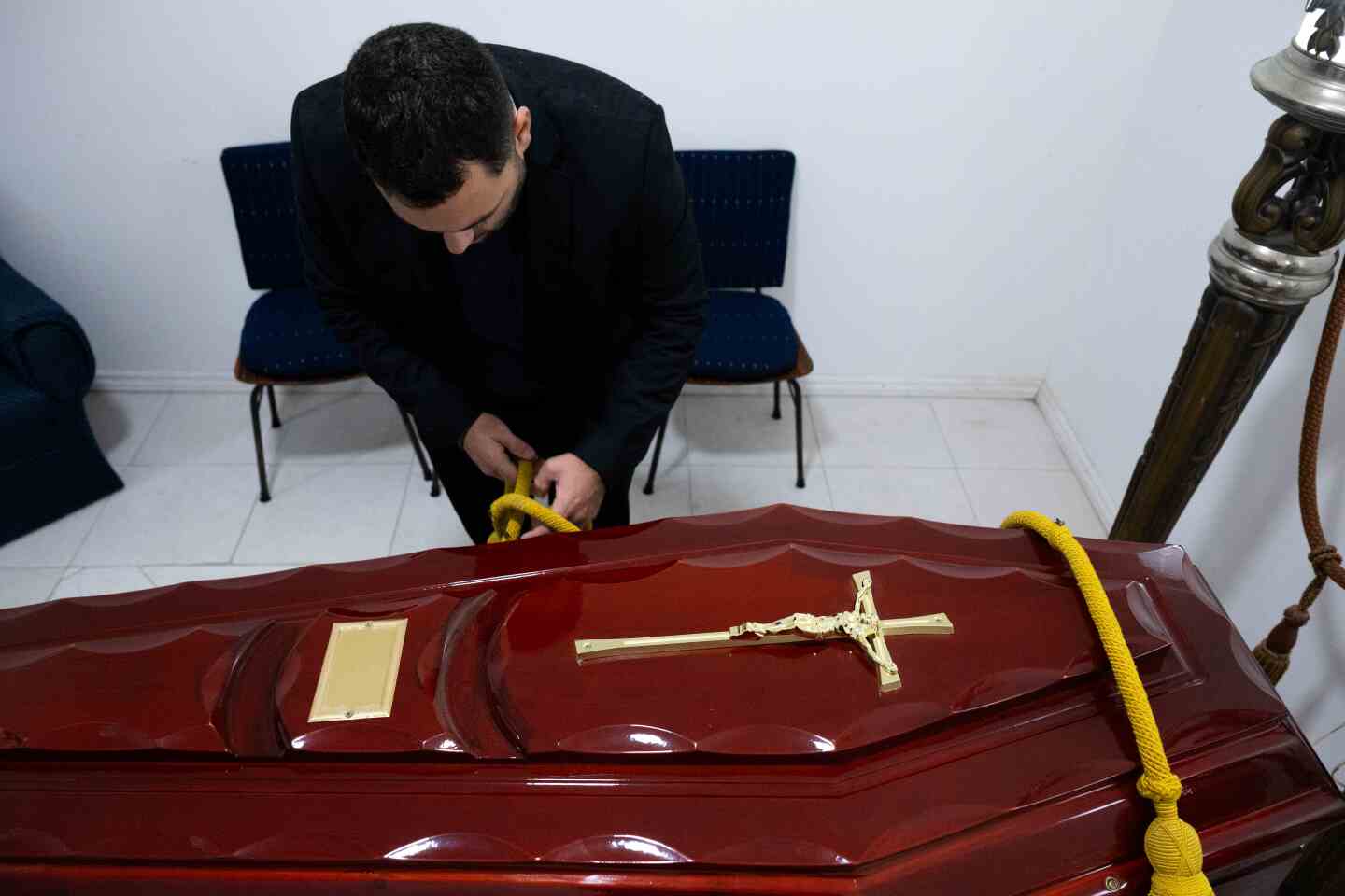 Una sala de la empresa Etchemendy, funeraria familiar con más de un siglo de historia en Libertad, en el departamento de San José.