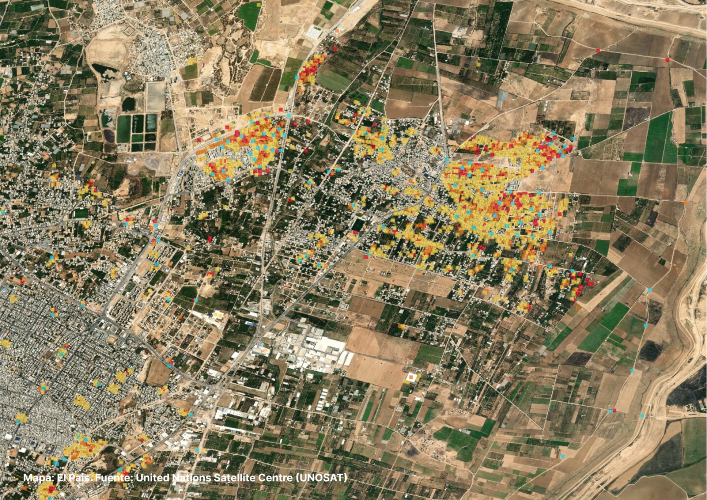Mapas en base a imágenes satelitales muestran las zonas con daños.