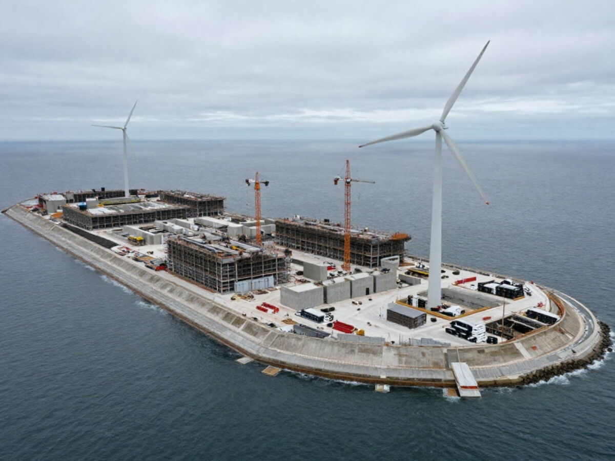 Proyección de isla artificial en Dinamarca.