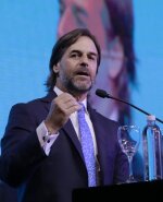 Luis Lacalle Pou en un evento de la Fundación Libertad, en Argentina.