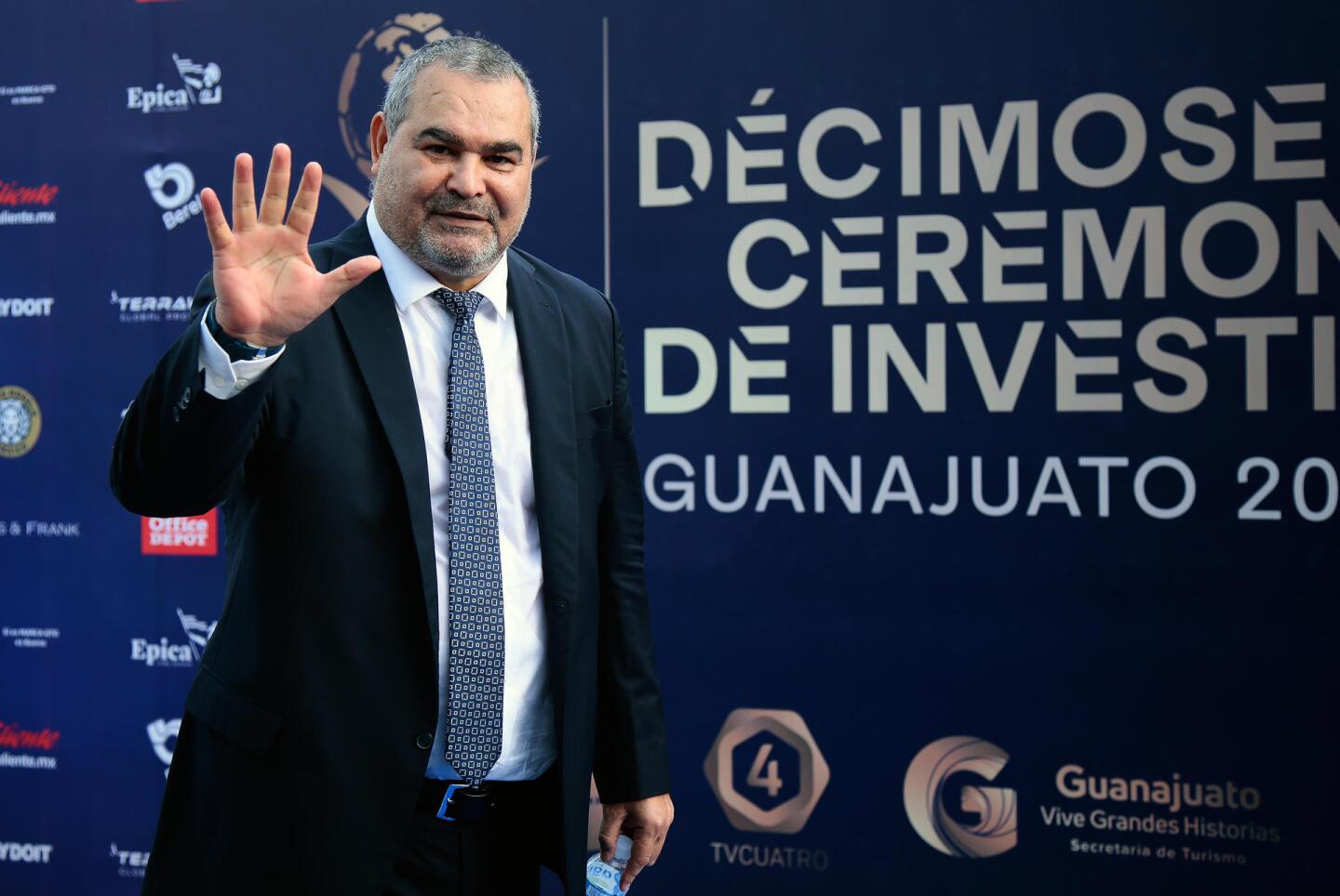 José Luis Chilavert en la ceremonia de investidura del Salón de la Fama del Fútbol Internacional en México.