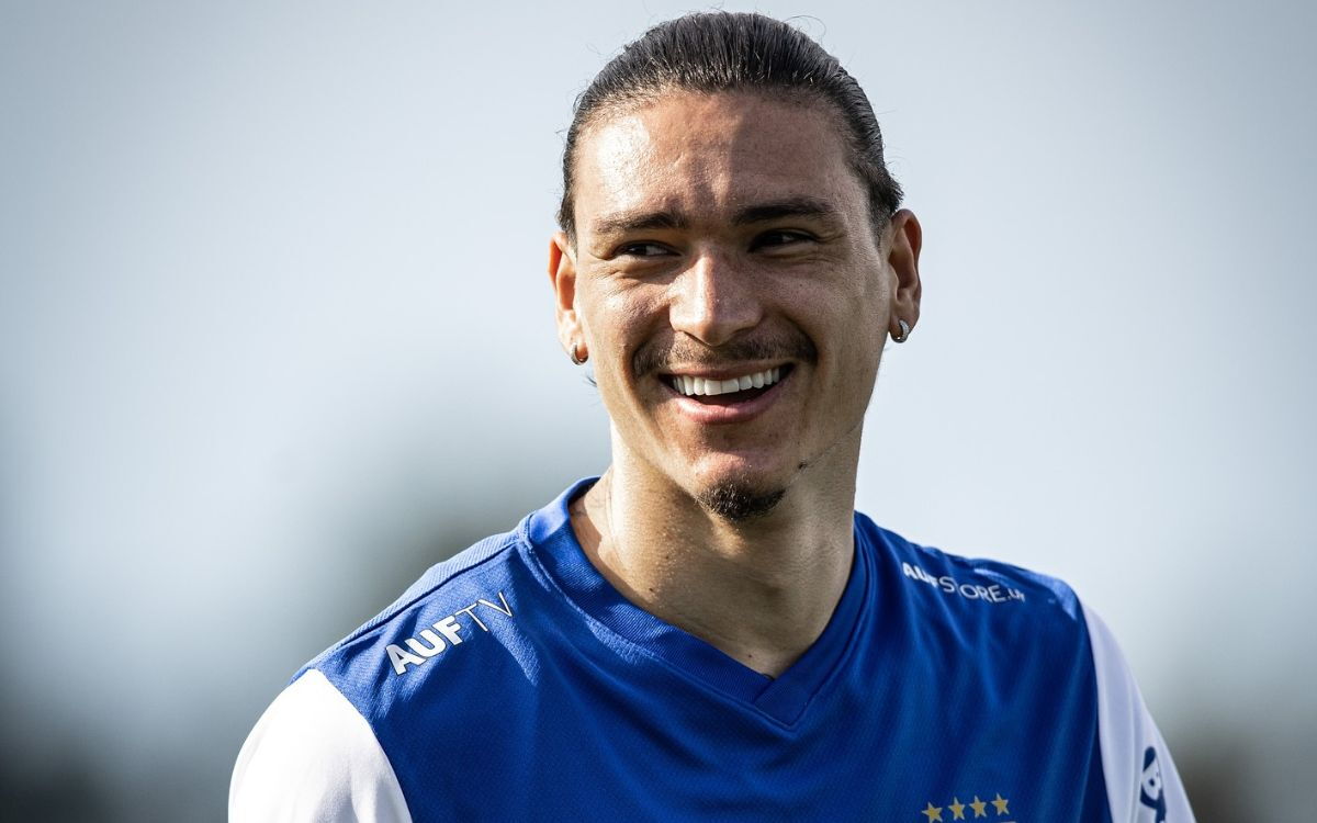 Darwin Núñez in training with the Uruguay selection