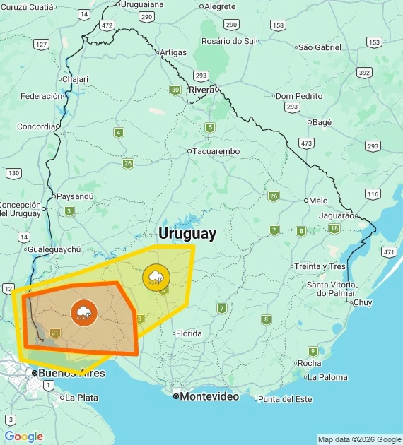 Alertas de color naranja y amarillo este miércoles 6 de mayo de 2026.