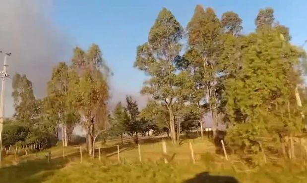 Incendio de campo en la ruta 34 en Neptunia Norte