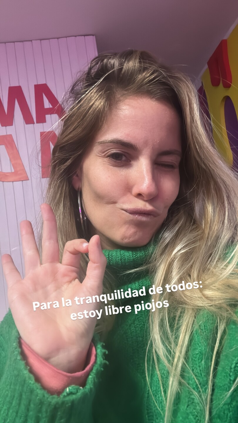 Cami Rajchman llevando tranquilidad a sus seguidores: "libre de piojos".