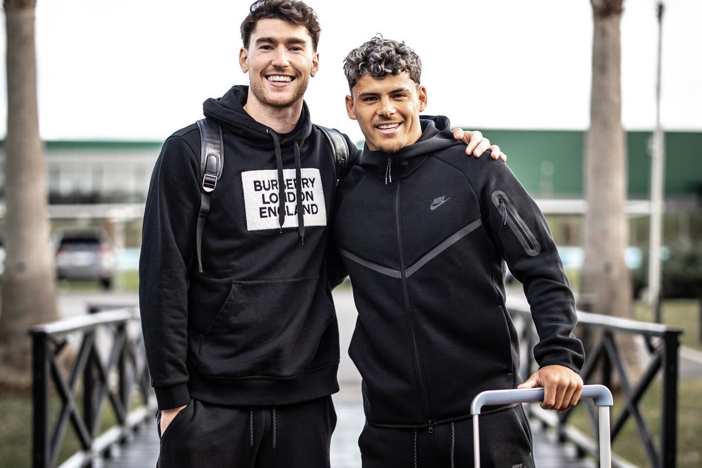 Franco Israel y Maximiliano Araújo tras llegar al Complejo Celeste.