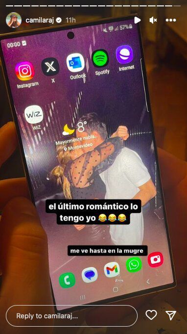 En sus historias de instagram Camila Rajchman muestra el fondo de pantalla del celular de Santiago Urrutia.