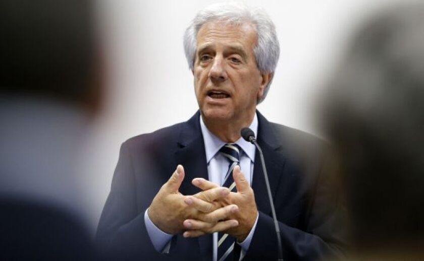 Uruguay's elected President Tabare Vazquez gives a news conference to announce the creation of a commission to work on human rights during his administration in Montevideo, February 13, 2015. Vazquez will take office on March 1, 2015. REUTERS/Andres Stapff (URUGUAY - Tags: POLITICS)