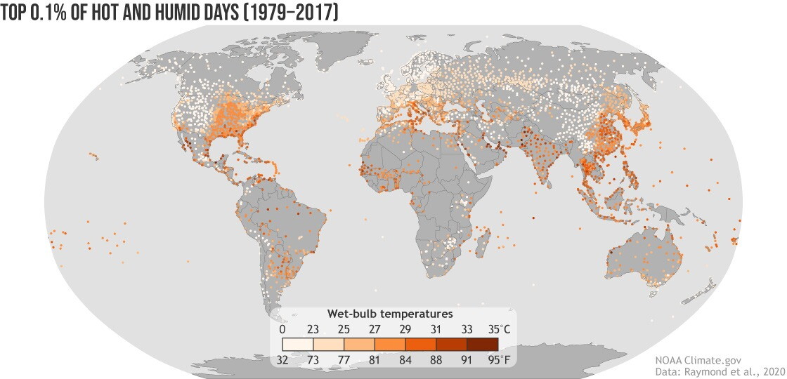 Mapa mundial de temperaturas de bulbo húmedo