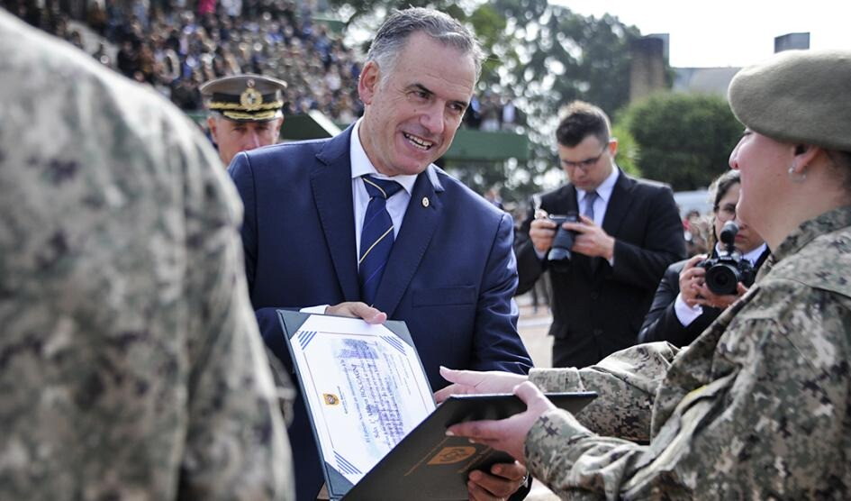 El presidente de la República, Yamandú Orsi, participó del acto por el Día del Ejército este 18 de mayo de 2025.